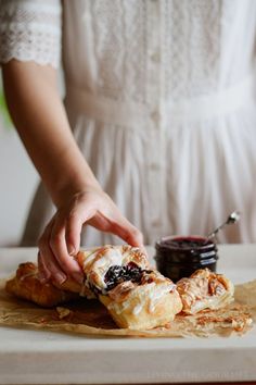 Blueberry Cheese Danish - Living The Gourmet Blueberry Cheese Danish, Danish Living, Brunch Foods, Cheese Danish Recipe, Pepperidge Farm Puff Pastry, Danish Recipe, Blueberry Compote, Cheese Danish, Pastry Shells