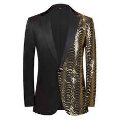 a black jacket with gold sequins on it