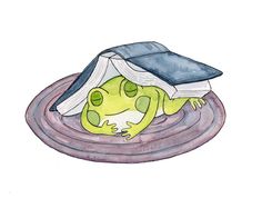 a frog is laying down with a book on its back and wearing a graduation cap