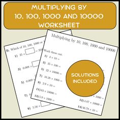 multiplying by 10, 100 and 1, 000 worksheet with instructions