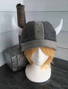 Vikings Helmet Fleece Hat Vikings Helmet, Wolf Hat, Kids Falling, Viking Hat, Fall Hat, Fleece Hats, Viking Helmet, Helmet Hat, Fleece Hat