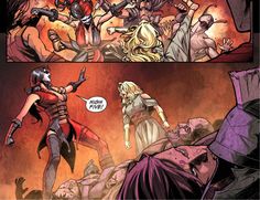 an image of a comic page with some characters in the background and one being attacked by another