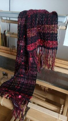 Check out this item in my Etsy shop https://www.etsy.com/listing/492342800/black-red-gold-shawl-hand-woven-wool Weaving Scarfs, Textile Shop, Gold Shawl, Scarves Winter, Saori Weaving, Handwoven Shawls, Rigid Heddle Weaving, Weaving Ideas, Winter Mode