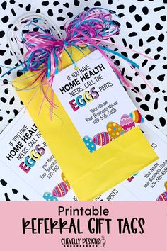 printable gift tags for the home health awareness program on polka dot background with text overlay