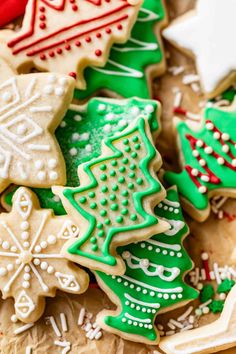 christmas cookies decorated with icing and decorations