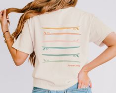 Step up your style game with our oversized "Forever Salty" surfboard t-shirt! Crafted for ultimate comfort, this tee features vibrant surfboard designs that's sure to turn heads. Whether you're hitting the beach or lounging with friends, this shirt adds a touch of style to any outfit.  How to Order *Select size  Shipping & Production Time *Free Shipping, 4-11 business days Product Details  *Comfort Colors oversized boxy t-shirt  *100% ring-spun cotton fabric *Feels soft, while the boxy fit with White Relaxed Fit Top For Surfing, Graphic Tee For Surfing With Sublimation Print, Trendy Relaxed Fit Surfing Tops, Casual White Surfing Tops, Surfing Graphic, Surf Tee, Beach Tee, Beach T Shirt, Surf Shirt