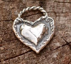 Artisan Courage Heart Sterling Silver Pendant or Charm Chunky Silver Jewellery, Silversmithing Jewelry, Ormond Beach, Jewellery Making Materials, Fire Heart, Metal Clay, Heart Jewelry, Jewelry Creation, Sterling Silver Bead