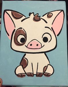 a painting of a little pig with big eyes