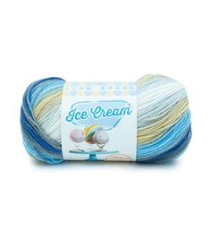 a skein of ice cream yarn on a white background