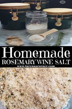 homemade rosemary wine salt recipe with text overlay