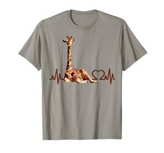 a giraffe with heartbeats on it's chest t - shirt