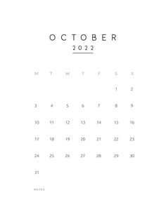 a calendar with the word october written in black and white on it's side