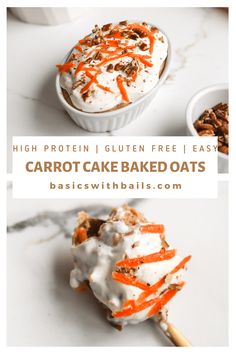 carrot cake baked oats with cream cheese and nuts