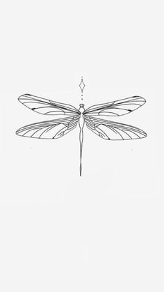 a black and white drawing of a dragonfly