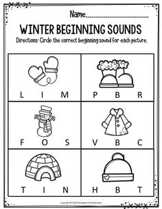 the winter beginning sounds worksheet