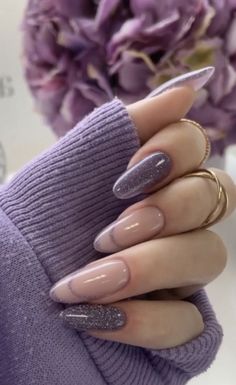 ليلو وستيتش, Lavender Nails, Ombre Acrylic Nails, Colorful Nails, Neutral Nails, Classy Nails, Fancy Nails