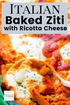 the cover of italian baked ziti with ricotta cheese