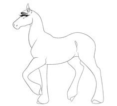 the outline of a horse is shown in black and white, with one line drawn across it