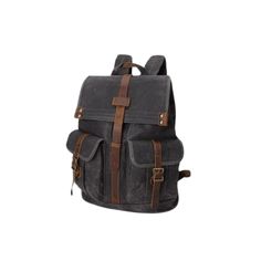 21 Liter Vintage Canvas Backpack for Men Leather Rucksack 15'' Laptop School Military Knapsack Features: 1. SPACIOUS AND VERSATILE:This large backpack has an approximate length of fourteen inches, width of six inches, and height of seventeen inches (13.8 x 17 x 6.2 inches). Big enough to fit your laptop, your lunch, a camera, shaving equipment, garments, or anything else you need. 2. HIGH QUALITY MATERIALS:This bag is made with premium quality high density durable canvas fabric and thick top gra Rugged Backpack For Everyday Use, Black Waxed Canvas Backpack For Outdoor Activities, Casual Black Backpack With Waxed Finish, Casual Black Leather Backpack With Waxed Finish, Black Waxed Finish Backpack For Travel, Casual Black Waxed Backpack, Black Leather Backpack With Waxed Finish For Outdoor, Rectangular Waxed Canvas Backpack For School, Large Capacity Waxed Canvas Backpack