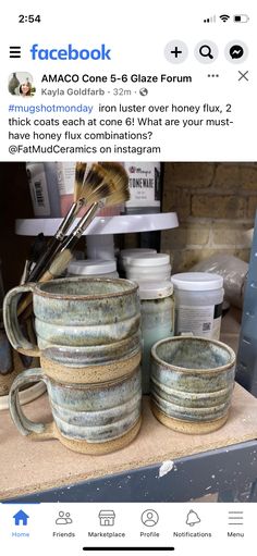 the facebook page is showing an image of old mugs and brushes