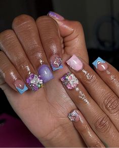 111 Nails, Kid Nails, Teal Acrylic Nails, Quick Waves, Acrylic Toe Nails, Punk Nails, Colored Acrylic