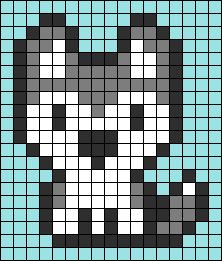 a cross stitch pattern with a black and white skull on the front, blue background