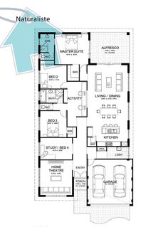 the floor plan for a two story house