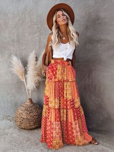 Bohemian Style Skirts, Long Skirt Casual, High Waist Long Skirt, Bohemian Skirt, Maxi Rok, Maxi Skirt Boho, Women Bodycon Dress, Womens Maxi Skirts