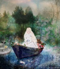 Girl sitting in a rowboat art Lady Of Shalott, The Lady Of Shalott, Art Et Illustration, The Lady, Downloadable Art, Fine Art Photography, Alice In Wonderland, Beautiful Art