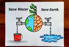 Video Tutorial uploaded on Amrita's_Artwork_333 YouTube channel. Subscribe for more creative Drawings and School Projects. World Water Day Drawing Idea | Save Water Save Life Poster Idea | Save Earth Drawing Idea for kids Easy Drawing Poster Ideas, Save Water Sketch, Life On Earth Drawing, Save Water Drawing For Kids, Save Water Poster Drawing Easy, Save Water Save Earth Drawing, Water Day Drawing, Earth Drawing Easy, Save Life Poster