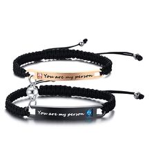 PRICES MAY VARY. The bracelets is a matching set, and features a customizable stainless steel ID plate for you to custom,with handmade and hand braided, Some engraving ideas for you: message,words,name,roman numeral,special date,initial,Coordinates etc. Personalized Lover Gift: Customized Couple bracelets are Ideal Gifts for husband, boyfriend, girlfriend, wife, lover, couple as a unique and meaningful gift for Valentine Day, Birthday, Christmas, Wedding, Engagement, Promise, Anniversary Day, We His Beauty Her Beast, Matching Bracelets For Couples, Long Distance Bracelets, Bracelets For Couples, Relationship Bracelets, Distance Bracelets, Engraving Ideas, You Are My Person, Personalized Matches