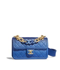 Discover the CHANEL Grained Calfskin, Resin & Gold-Tone Metal Blue Flap Bag, and explore the artistry and craftsmanship of the House of CHANEL. Blue Chanel Bag, Blue Chanel, Chanel Classic Flap Bag, Sea Bags, Bag Chanel