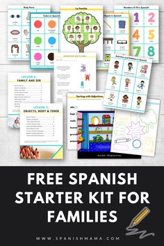 free spanish starter kit for families with pictures and text