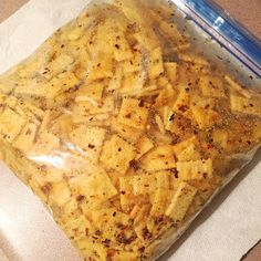 a bag of food sitting on top of a table