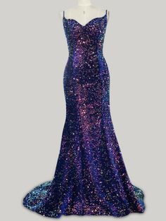 You will be perfectly shown in this Iridescent Blue sequin prom dress. Gradient sequins sparkle in vibrant colors under the lights. Let you shine at the party.

 Velvet Sequins
 Mermaid
 Spaghetti Straps
 Sweep Train
 Sleeveless
Natural Waist
 Zipper
Built-In bra

Model Shows Blue Sequin Prom Dress, Chic Prom Dresses, Dream Prom Dress, Custom Prom Dress, Amazing Clothes, Purple Prom Dress, Prom Dresses Gowns, Sequin Prom Dress, Iridescent Blue