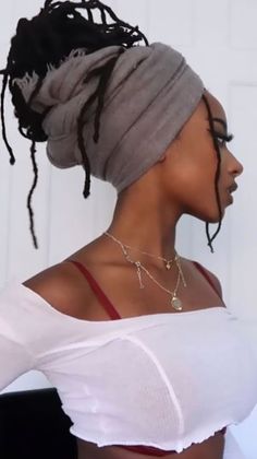 Updo Dread Styles For Women, Lox Journey, Headwrap Ideas, Female Dreads, Dreads Styles For Women, Headwrap Hairstyles, Long Dreads, Braided Scarf, Beautiful Dreadlocks