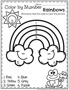 the color by number rainbows worksheet for children to learn numbers and colors