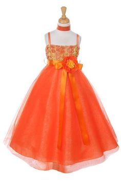 Glitter Tulle Dress, Orange Party Dresses, Long Tulle Dress, Yellow Flower Girl Dresses, Sunset Dress, Tulle Dress Long, Tulle Party Dress, Girls Pageant Dresses, Girls Formal Dresses