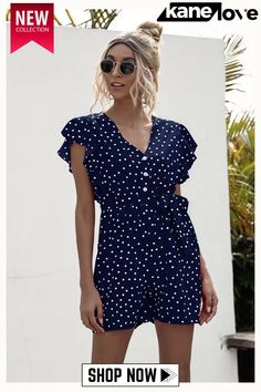 Summer V-neck Polka Ruffle Rompers Casual Ruffled V-neck Jumpsuits And Rompers, V-neck Ruffled Jumpsuits And Rompers For Beach, Summer V-neck Ruffled Jumpsuits And Rompers, V-neck Jumpsuits With Ruffles For The Beach, Summer V-neck Ruffles Jumpsuits And Rompers, Summer V-neck Jumpsuit With Ruffles, Summer Jumpsuit With V-neck And Ruffles, Summer Jumpsuit With Ruffles And V-neck, Red Playsuit