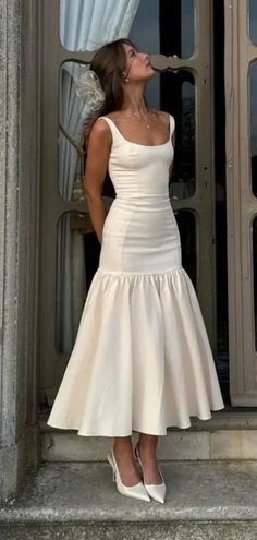 Formal White Scoop Sleeveless Mermaid Satin Long Prom Dresses Online, – RomanBridal White Birthday Dress, Winter Mini Dresses, Ruffle Bodycon, Prom Dress Stores, Formal Party Dress, Mini Robes, Suspender Dress, Dress Silhouette, Bodycon Midi