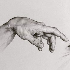 a drawing of a person's hand reaching out to another hand that is touching the other hand