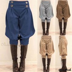 Olivia Mark - Womens High-Waisted Solid Color Palazzo Pants with Double-Breasted Design Pirate Pants, Viking Pirate, Concept Clothing, Drawing Clothes, Fantasy Clothing, Fantasy Fashion, Character Outfits, Art Clothes, Retro Outfits