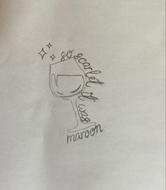 a drawing of a wine glass with the words marron on it