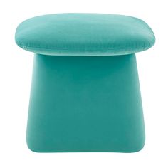 a blue stool with a cushion on it