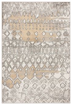 a rug with an abstract design on the front and back of it, in neutral tones