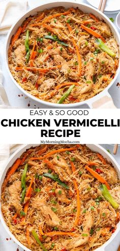 Learn how to make Chinese style chicken vermicelli stir fry (also called rice noodles) with this quick and easy recipe that's full of flavour. Stir Fry Recipes Rice Noodles, Easy Rice Noodle Stir Fry, Asian Chicken Pasta Recipes, Vermicelli Stir Fry Chicken, Vermecilli Noodles Recipes, Rice Noodle Chicken Stir Fry, Rice Noodle Chicken Recipes, Rice Vermicelli Recipes Stir Fry