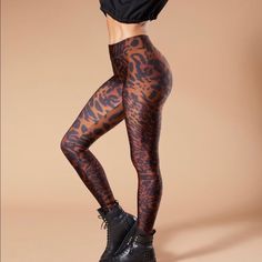 Bought These Awesome Designer Cheeta Leggings By Koral And Never Wore Them! Brand New! Tight Brown Leggings, Printed Full-length Fitted Bottoms, Fitted Full-length Printed Bottoms, Fitted Full Length Printed Bottoms, Stretch Printed Bottoms For Yoga, Fitted Brown Yoga Tights, Printed Fitted Long Pants, Fitted Printed Long Pants, Fitted Full-length Printed Pants