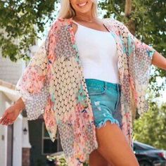 Bohemian Style Kimono, Summer Outerwear, Shimmery Fabric, Casual Beach Wear, Cardigan Kimono, Styl Boho