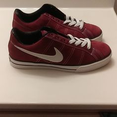 Brand New, Never Worn Size 11 Men's Nike Low Top Suede Sneakers. Sneakers Are Vintage So They May Not Be Suitable To Wear. Inside Lining Material Of Sneaker Is Peeling Due To Age. Sneakers Have A Few Scuffs And Markings From Manufacturer. Sneakers Are Burgundy In Color. Nike Red Casual Skate Shoes, Casual Red Nike Skate Shoes, Nike Low-top Skate Shoes With Red Sole, Burgundy Low-top Sneakers With Red Sole, Nike Burgundy Low-top Sneakers, Nike University Red Low-top Skate Shoes, Burgundy Low-top Sneakers With Rubber Sole, Nike Low Tops, Denim And Supply