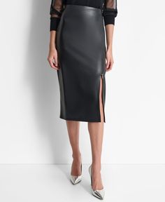 in stock Womens Pencil Skirt, Faux Leather Midi Skirt, Leather Midi Skirt, Womens Pencil Skirts, Under Dress, Black Midi Skirt, Cashmere Coat, Plus Dresses, Pant Shirt